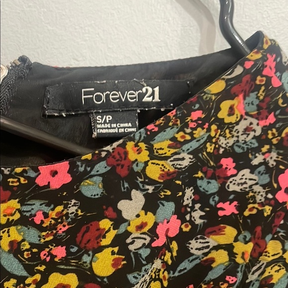 Forever 21 Floral Dress bright colors on black small - Picture 2 of 2